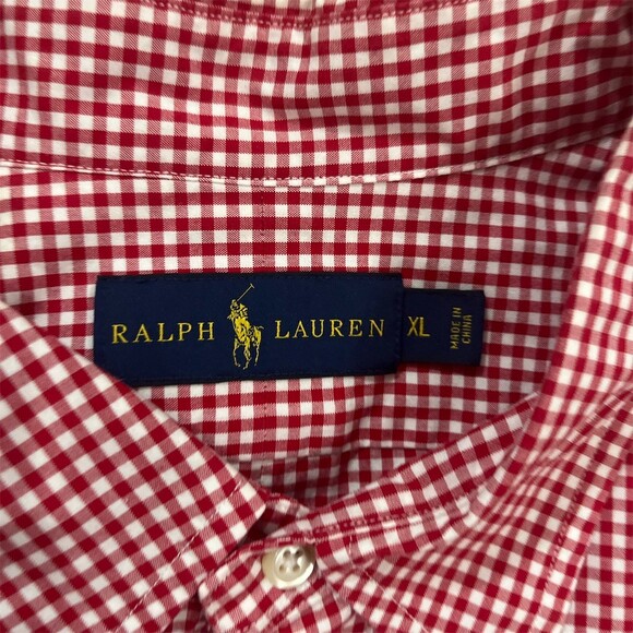 Polo Ralph Lauren Shirt Men's XL Red White Gingham Check Button Down - Picture 6 of 7